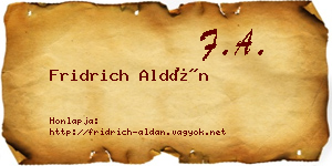 Fridrich Aldán névjegykártya